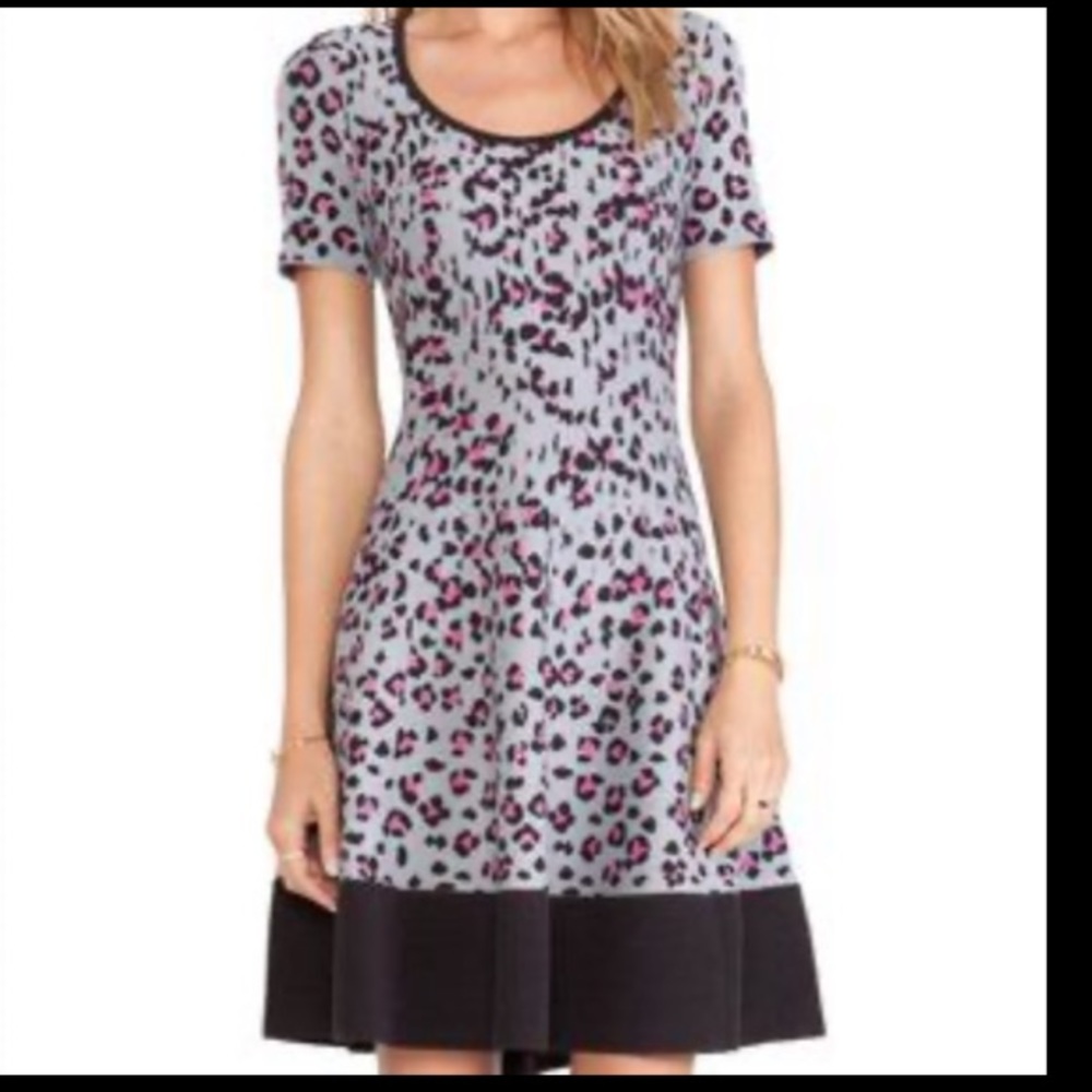 Kate Spade Gray Pink Cyber Cheetah Sweater Dress| Sz M